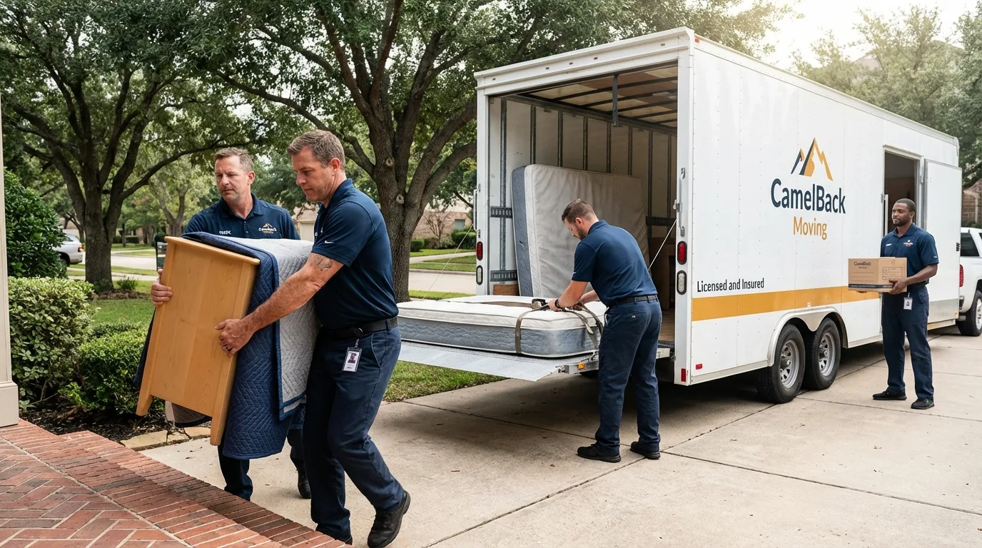 Crew loading residential truck for cross-state move from Benton City, WA