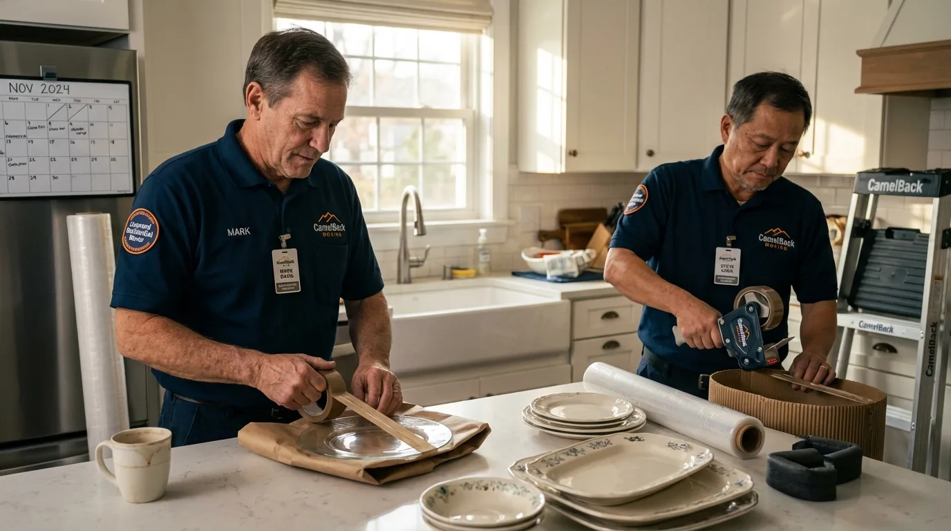 Professional crew packing kitchen dishware in Benton City, WA